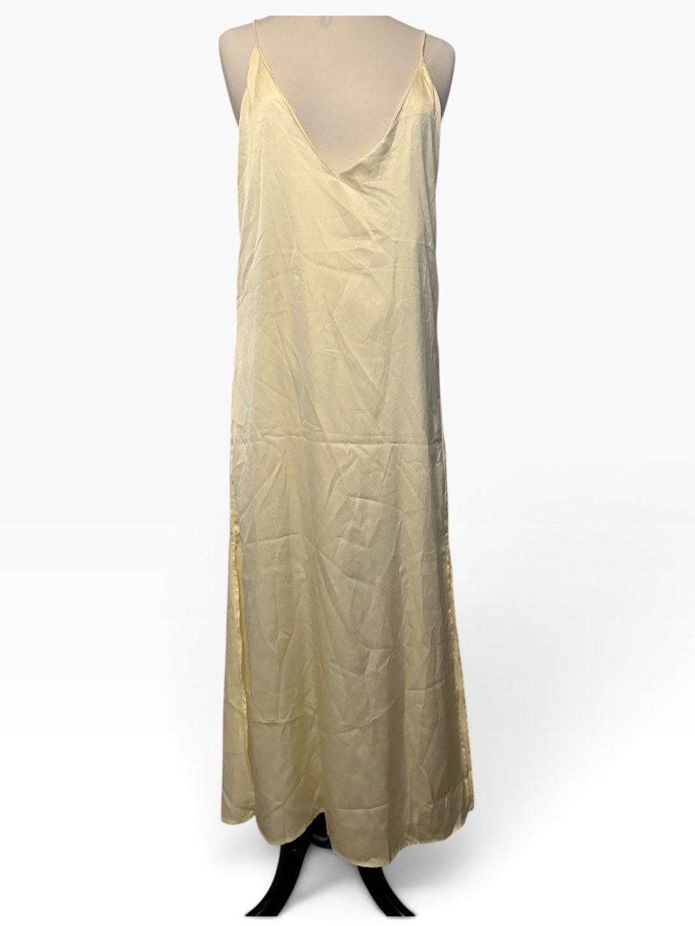 Women's yellow Slip Maxi Dress with Spaghetti Straps